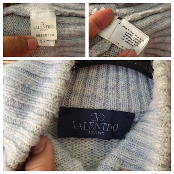 Vintage Valentino Jeans Mock Turtleneck 1/4 Zip Wool Sweater - Picture 3 of 3